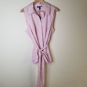 LANE BRYANT Sleeveless Button Down with Tie Belt